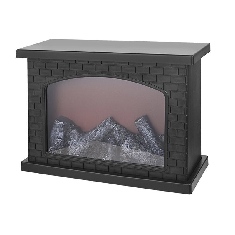 Contemporary Retro ABS Simulated Flame Fireplace Round Battery Rectangular LED Table Lamp Living Room Ultrabright Atmosphere Light Home Decoration Modern Design Stylish Lighting Accent Furniture Faux Fire Effect Energy Efficient Safe For Kids and Pets Per