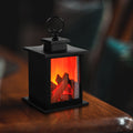 Contemporary Retro LED Flame Table Lamp - Round Battery-Powered Fireplace Style for Living Room