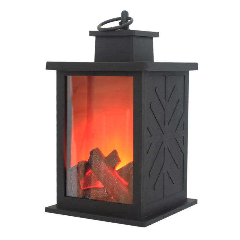 Contemporary Retro ABS Simulated Flame Fireplace Round Battery Rectangular LED Table Lamp Living Room Ultrabright Atmosphere Light Home Decoration Modern Design Stylish Lighting Accent Furniture Faux Fire Effect Energy Efficient Safe For Kids and Pets Per