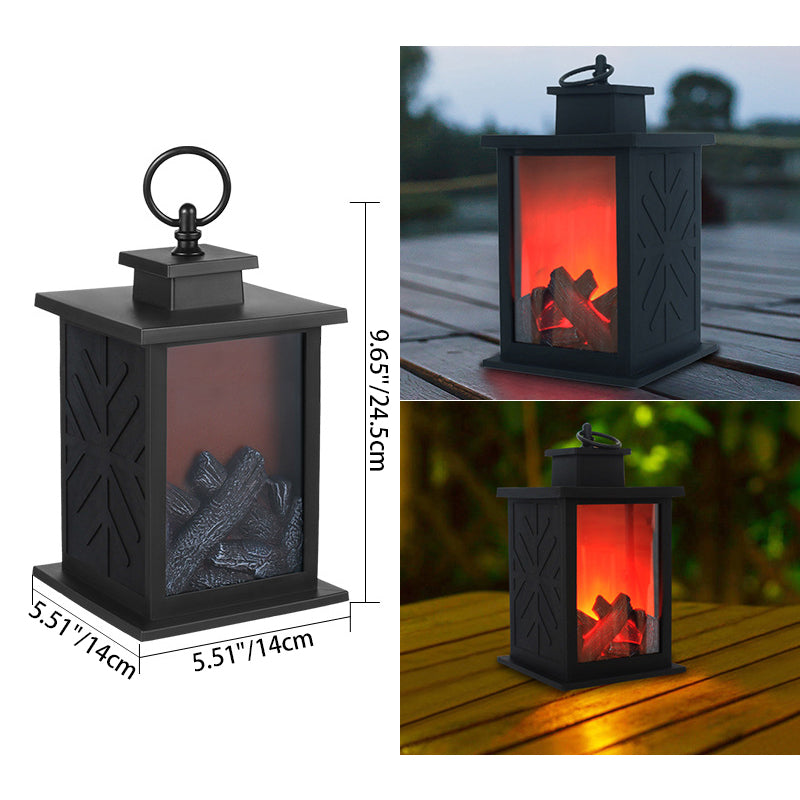 Contemporary Retro ABS Simulated Flame Fireplace Round Battery Rectangular LED Table Lamp Living Room Ultrabright Atmosphere Light Home Decoration Modern Design Stylish Lighting Accent Furniture Faux Fire Effect Energy Efficient Safe For Kids and Pets Per