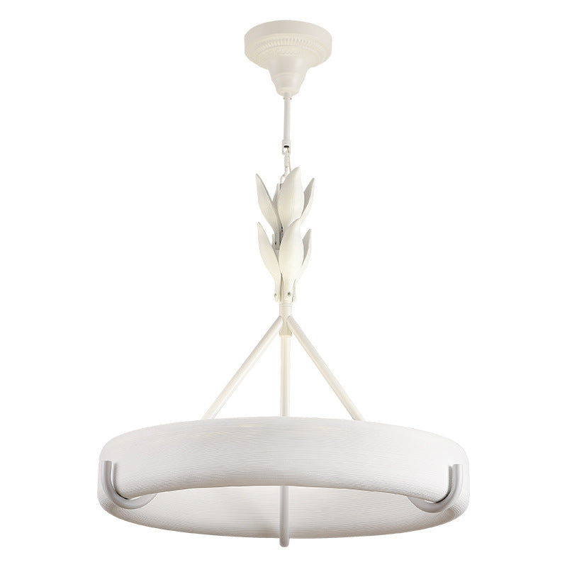 Traditional French Metal Resin Round Floral LED Chandelier for Living Room