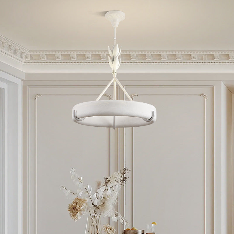 Traditional French Metal Resin Round Floral LED Chandelier for Living Room