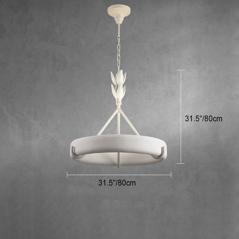 Traditional French Metal Resin Round Floral LED Chandelier for Living Room
