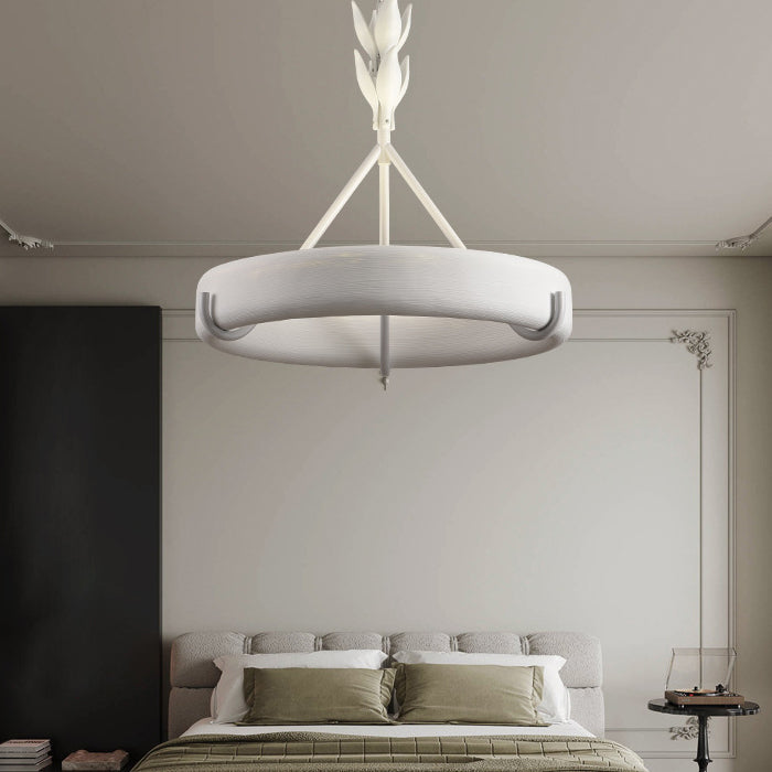 Traditional French Metal Resin Round Floral LED Chandelier for Living Room