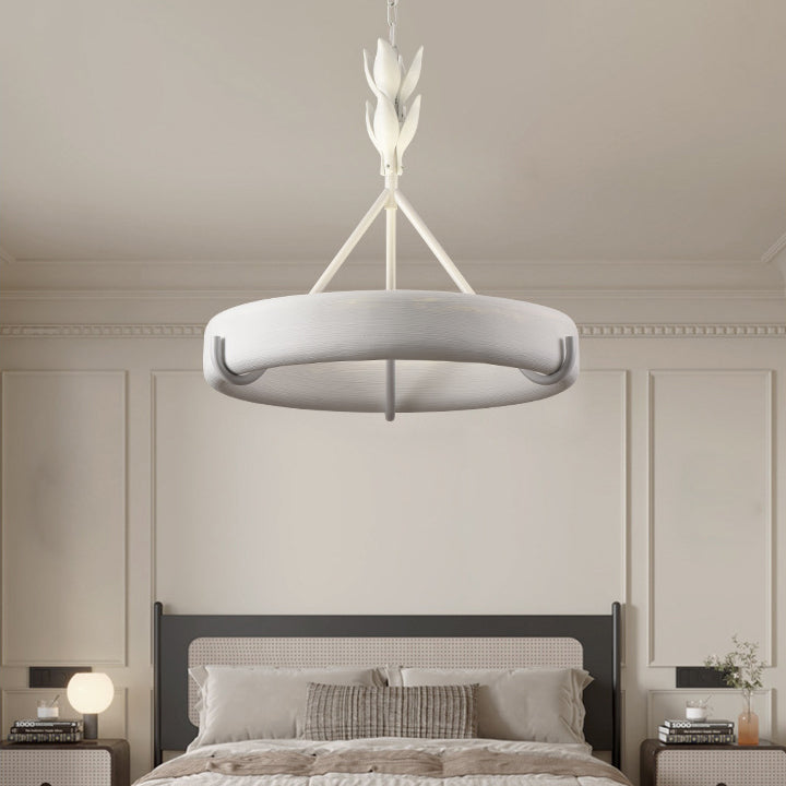 Traditional French Metal Resin Round Floral LED Chandelier for Living Room