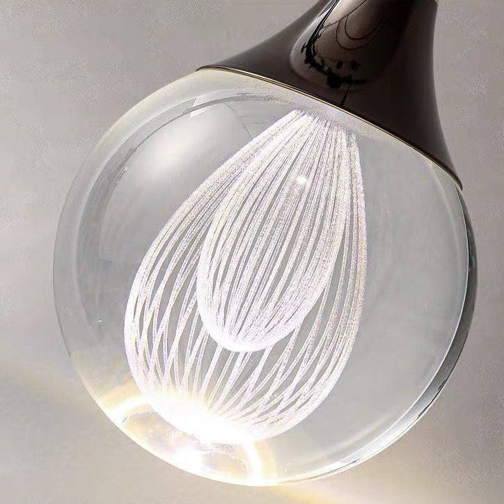 Contemporary Crystal Ball Deer Jellyfish LED Pendant Light for Bedside Decor