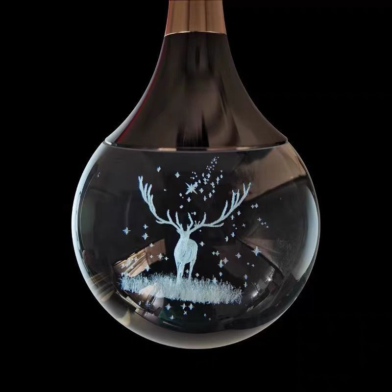 Contemporary Crystal Ball Deer Jellyfish LED Pendant Light for Bedside Decor