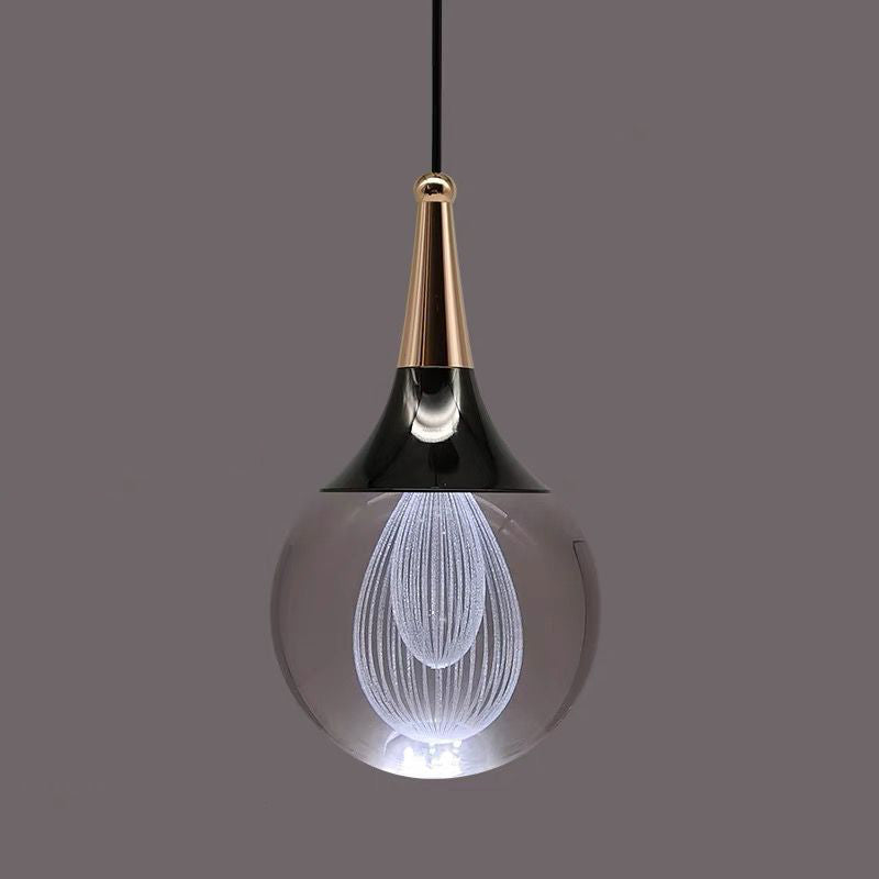 Contemporary Crystal Ball Deer Jellyfish LED Pendant Light for Bedside Decor