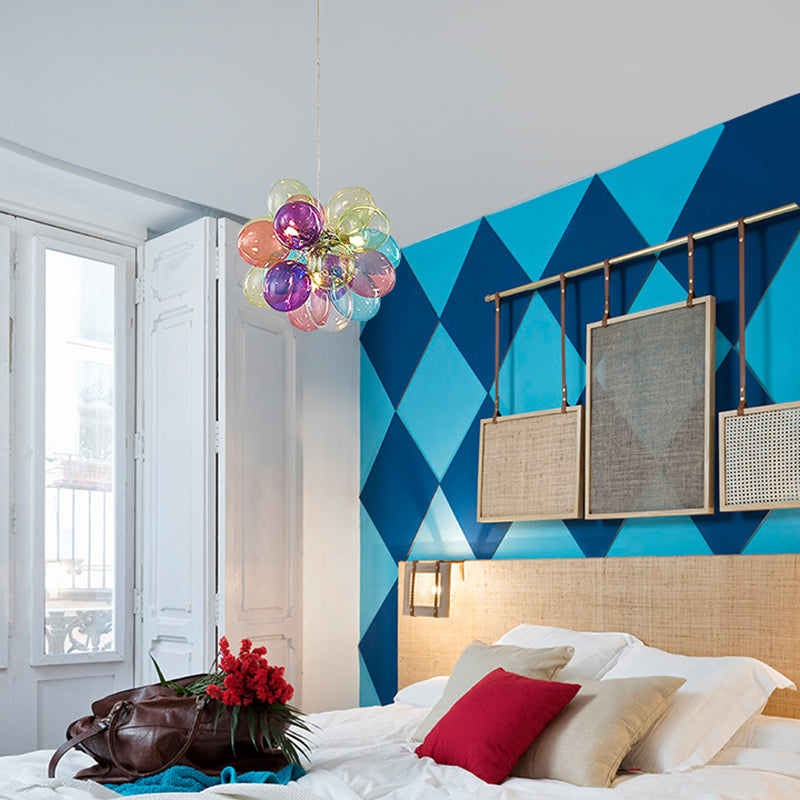 Contemporary Scandinavian Kids Iron Glass Bubble Balloon Chandelier 1/3/5/8 Light for Bedroom, Modern Pendant Lighting, Unique Playroom Decor, Stylish Ceiling Fixture, Adjustable Height, Nursery Lighting, Kids Room Decor, Decorative Lighting for Children’