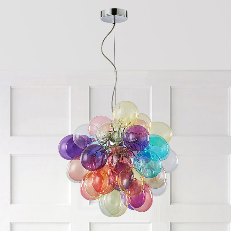 Contemporary Scandinavian Kids Iron Glass Bubble Balloon Chandelier 1/3/5/8 Light for Bedroom, Modern Pendant Lighting, Unique Playroom Decor, Stylish Ceiling Fixture, Adjustable Height, Nursery Lighting, Kids Room Decor, Decorative Lighting for Children’
