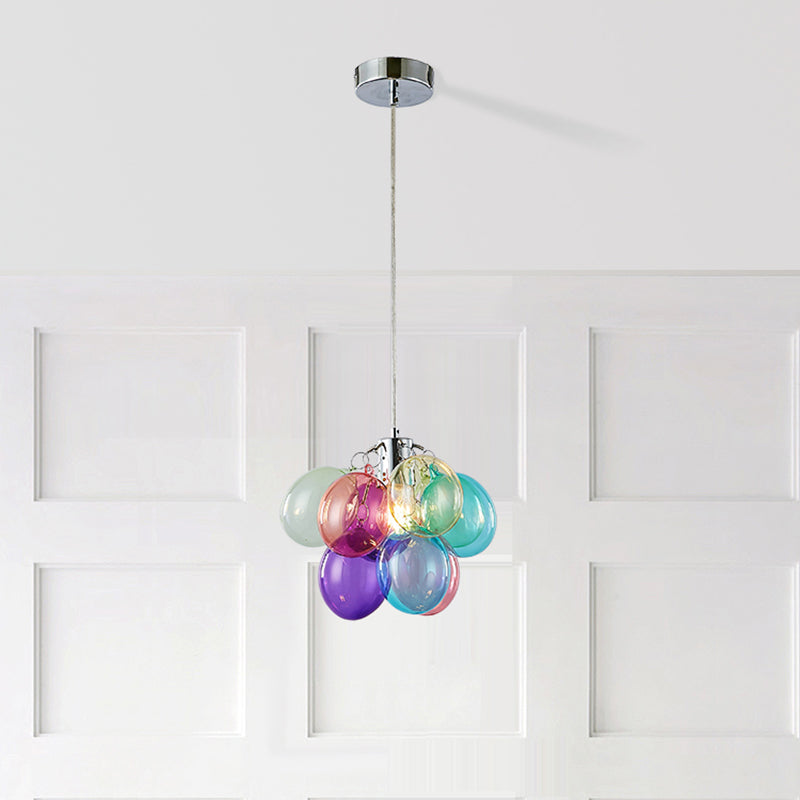 Contemporary Scandinavian Kids Iron Glass Bubble Balloon Chandelier 1/3/5/8 Light for Bedroom, Modern Pendant Lighting, Unique Playroom Decor, Stylish Ceiling Fixture, Adjustable Height, Nursery Lighting, Kids Room Decor, Decorative Lighting for Children’