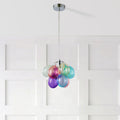 Contemporary Scandinavian Kids Iron Glass Bubble Balloon Chandelier 1/3/5/8 Light for Bedroom, Modern Pendant Lighting, Unique Playroom Decor, Stylish Ceiling Fixture, Adjustable Height, Nursery Lighting, Kids Room Decor, Decorative Lighting for Children’