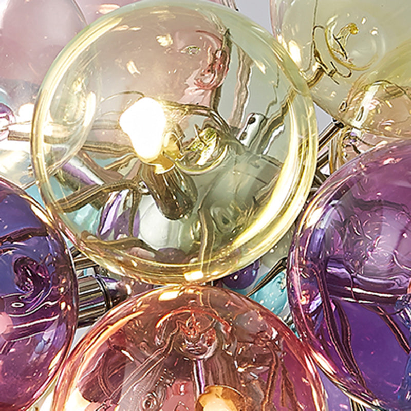 Contemporary Scandinavian Kids Iron Glass Bubble Balloon Chandelier 1/3/5/8 Light for Bedroom, Modern Pendant Lighting, Unique Playroom Decor, Stylish Ceiling Fixture, Adjustable Height, Nursery Lighting, Kids Room Decor, Decorative Lighting for Children’