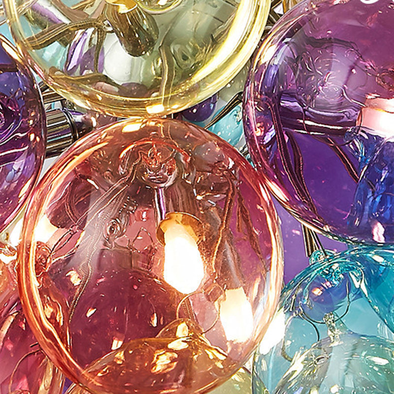 Contemporary Scandinavian Kids Iron Glass Bubble Balloon Chandelier 1/3/5/8 Light for Bedroom, Modern Pendant Lighting, Unique Playroom Decor, Stylish Ceiling Fixture, Adjustable Height, Nursery Lighting, Kids Room Decor, Decorative Lighting for Children’