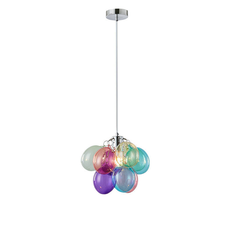 Contemporary Scandinavian Kids Iron Glass Bubble Balloon Chandelier 1/3/5/8 Light for Bedroom, Modern Pendant Lighting, Unique Playroom Decor, Stylish Ceiling Fixture, Adjustable Height, Nursery Lighting, Kids Room Decor, Decorative Lighting for Children’