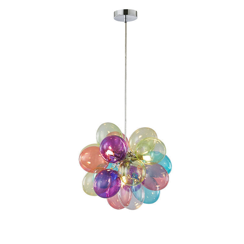 Contemporary Scandinavian Kids Iron Glass Bubble Balloon Chandelier 1/3/5/8 Light for Bedroom, Modern Pendant Lighting, Unique Playroom Decor, Stylish Ceiling Fixture, Adjustable Height, Nursery Lighting, Kids Room Decor, Decorative Lighting for Children’