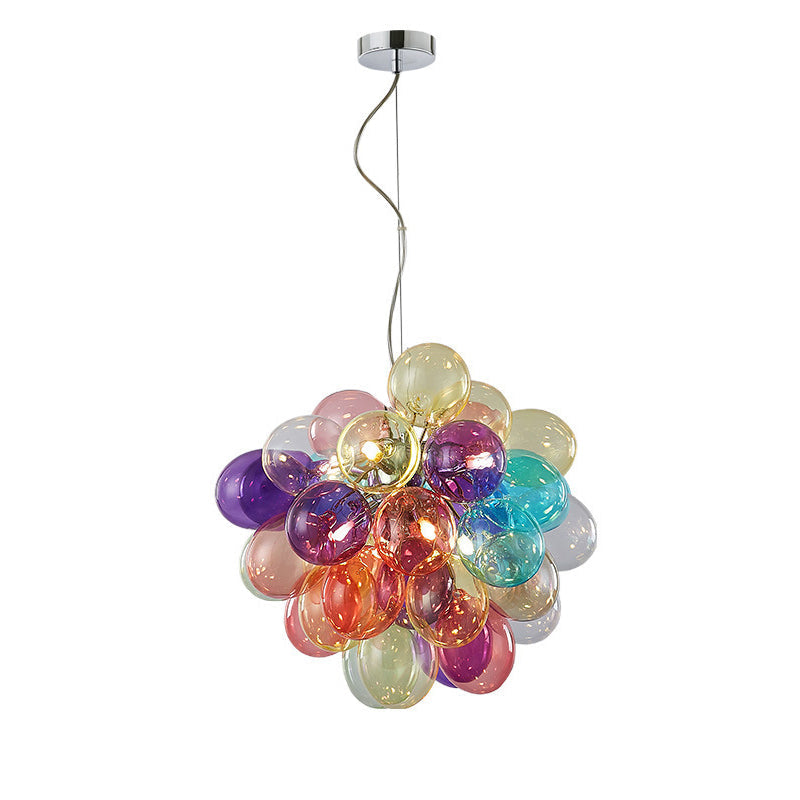 Contemporary Scandinavian Kids Iron Glass Bubble Balloon Chandelier 1/3/5/8 Light for Bedroom, Modern Pendant Lighting, Unique Playroom Decor, Stylish Ceiling Fixture, Adjustable Height, Nursery Lighting, Kids Room Decor, Decorative Lighting for Children’