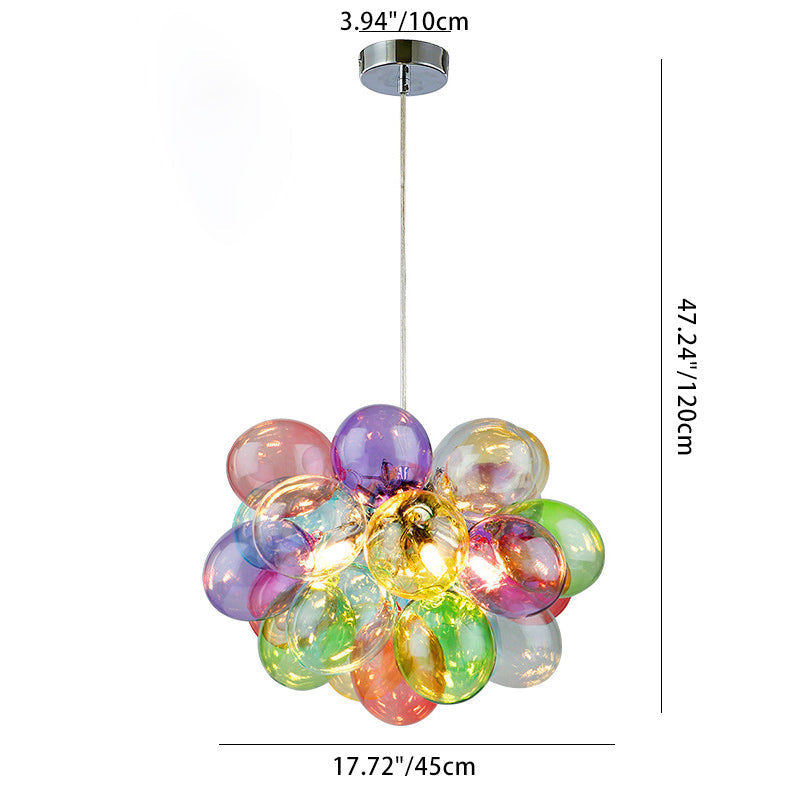 Contemporary Scandinavian Kids Iron Glass Bubble Balloon Chandelier 1/3/5/8 Light for Bedroom, Modern Pendant Lighting, Unique Playroom Decor, Stylish Ceiling Fixture, Adjustable Height, Nursery Lighting, Kids Room Decor, Decorative Lighting for Children’