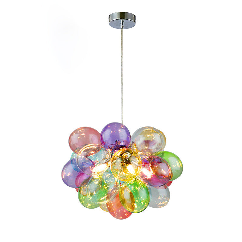Contemporary Scandinavian Kids Iron Glass Bubble Balloon Chandelier 1/3/5/8 Light for Bedroom, Modern Pendant Lighting, Unique Playroom Decor, Stylish Ceiling Fixture, Adjustable Height, Nursery Lighting, Kids Room Decor, Decorative Lighting for Children’