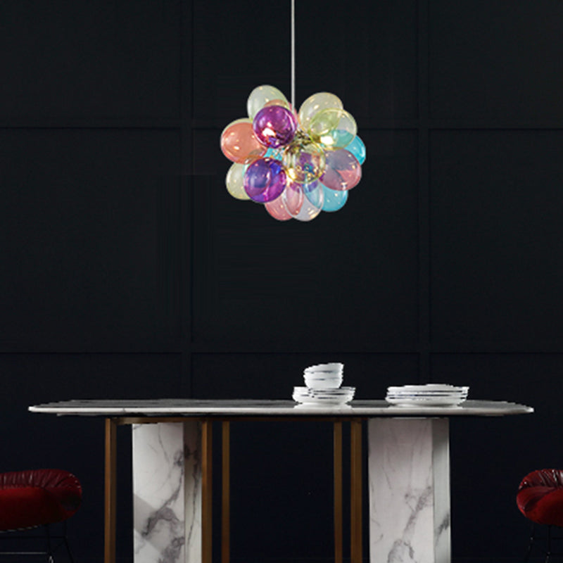 Contemporary Scandinavian Kids Iron Glass Bubble Balloon Chandelier 1/3/5/8 Light for Bedroom, Modern Pendant Lighting, Unique Playroom Decor, Stylish Ceiling Fixture, Adjustable Height, Nursery Lighting, Kids Room Decor, Decorative Lighting for Children’