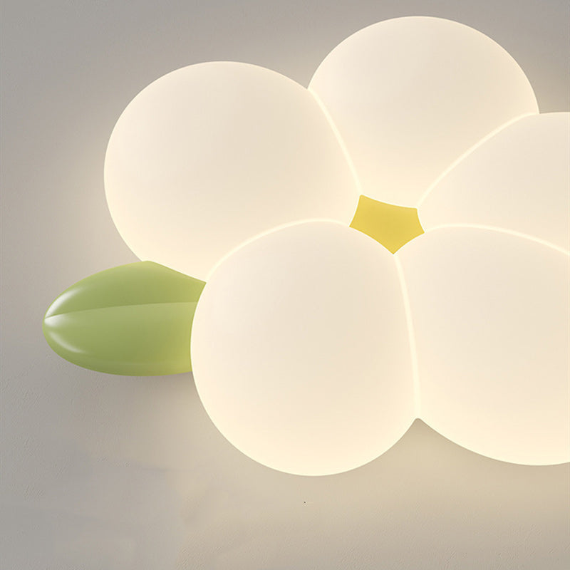 Contemporary Nordic Kids Rabbit Flower Iron PE LED Flush Mount Ceiling Light for Bedroom, Cute Children's Room Lighting, Modern Nursery Decor, Adjustable Brightness, Stylish Children's Ceiling Lamp, Energy-Efficient Kids Light Fixture, Playful Floral Desi