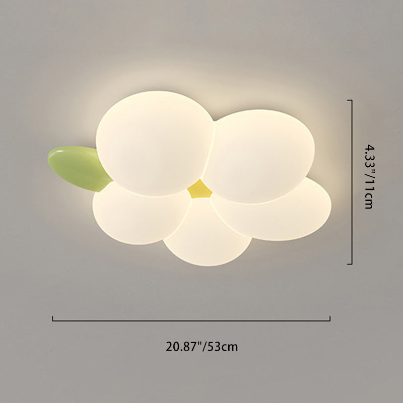 Contemporary Nordic Kids Rabbit Flower Iron PE LED Flush Mount Ceiling Light for Bedroom, Cute Children's Room Lighting, Modern Nursery Decor, Adjustable Brightness, Stylish Children's Ceiling Lamp, Energy-Efficient Kids Light Fixture, Playful Floral Desi