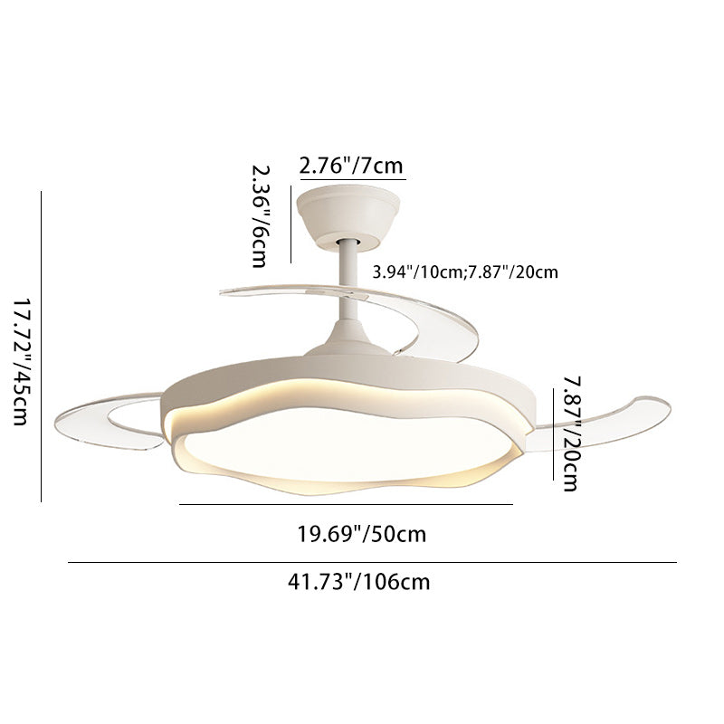 Contemporary Nordic Iron Acrylic PC Round Wave LED Semi-Flush Mount Ceiling Fan Light for Living Room