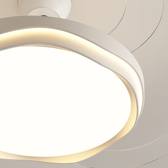 Contemporary Nordic Iron Acrylic PC Round Wave LED Semi-Flush Mount Ceiling Fan Light for Living Room