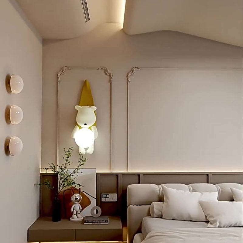 Contemporary Hanging Bear Resin PMMA 1-Light Wall Sconce Lamp Bedroom Decor Kids Room Lighting Creative Nursery Wall Art Unique Children's Room Illumination Trending Modern Wall Fixture