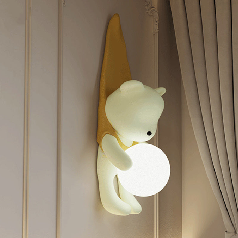 Contemporary Hanging Bear Resin PMMA 1-Light Wall Sconce Lamp Bedroom Decor Kids Room Lighting Creative Nursery Wall Art Unique Children's Room Illumination Trending Modern Wall Fixture