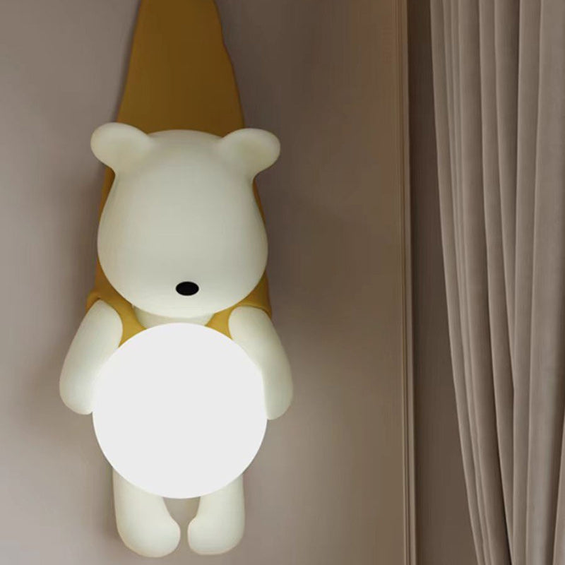 Contemporary Hanging Bear Resin PMMA 1-Light Wall Sconce Lamp Bedroom Decor Kids Room Lighting Creative Nursery Wall Art Unique Children's Room Illumination Trending Modern Wall Fixture