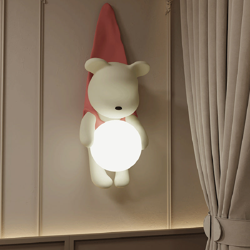 Contemporary Hanging Bear Resin PMMA 1-Light Wall Sconce Lamp Bedroom Decor Kids Room Lighting Creative Nursery Wall Art Unique Children's Room Illumination Trending Modern Wall Fixture