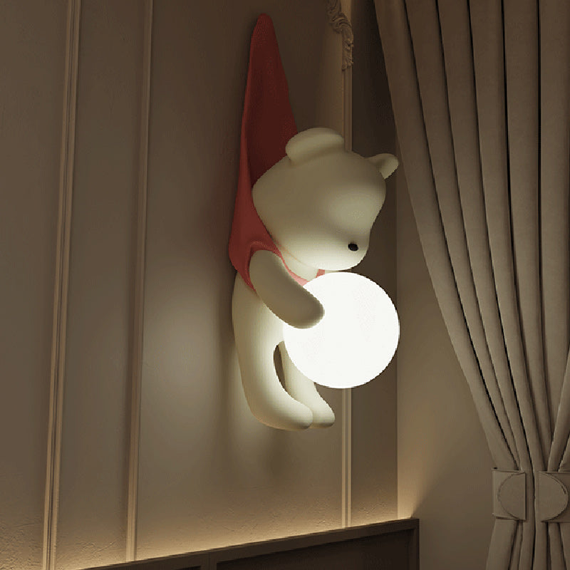 Contemporary Hanging Bear Resin PMMA 1-Light Wall Sconce Lamp Bedroom Decor Kids Room Lighting Creative Nursery Wall Art Unique Children's Room Illumination Trending Modern Wall Fixture