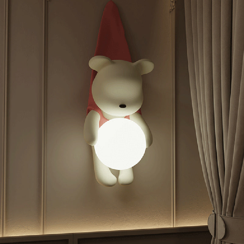 Contemporary Hanging Bear Resin PMMA 1-Light Wall Sconce Lamp Bedroom Decor Kids Room Lighting Creative Nursery Wall Art Unique Children's Room Illumination Trending Modern Wall Fixture