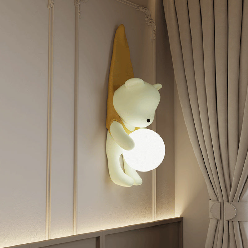 Contemporary Hanging Bear Resin PMMA 1-Light Wall Sconce Lamp Bedroom Decor Kids Room Lighting Creative Nursery Wall Art Unique Children's Room Illumination Trending Modern Wall Fixture