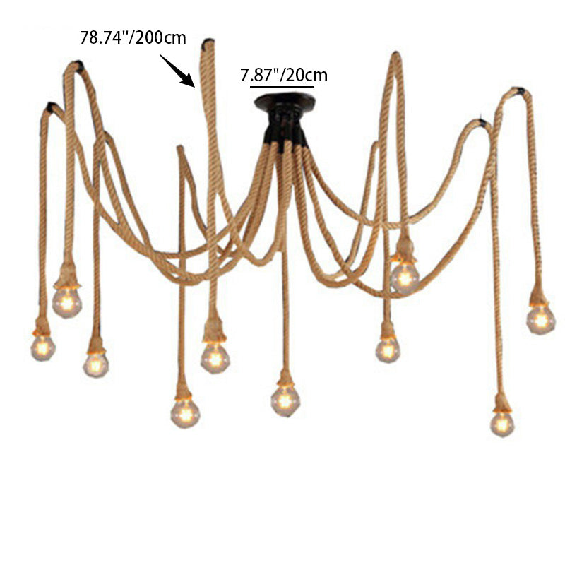 Contemporary Industrial Hemp Rope Spider 10-Light Semi-Flush Mount Ceiling Light

Illuminate your dining room with this stylish contemporary industrial hemp rope spider light. Designed with ten bulbs, this semi-flush mount ceiling fixture offers a unique