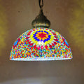 Contemporary Boho Mosaic Bead Iron Dome Pendant Light for Dining Room