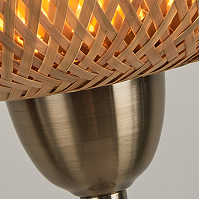 Contemporary Boho Bamboo Metal Lantern Floor Lamp - 1-Light Living Room Accent