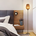 Contemporary Boho Bamboo Metal Lantern Floor Lamp - 1-Light Living Room Accent