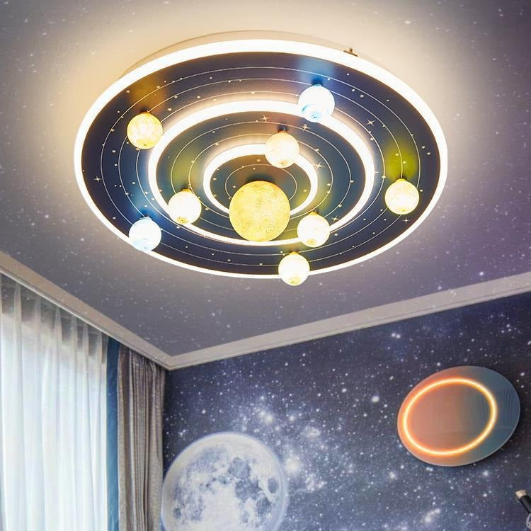 Contemporary Planet Iron LED Ceiling Light for Kids' Room

This stylish and modern flush mount ceiling light features a contemporary round design inspired by space planets. Perfect for children's bedrooms, nurseries, or playrooms, this whimsical fixture a