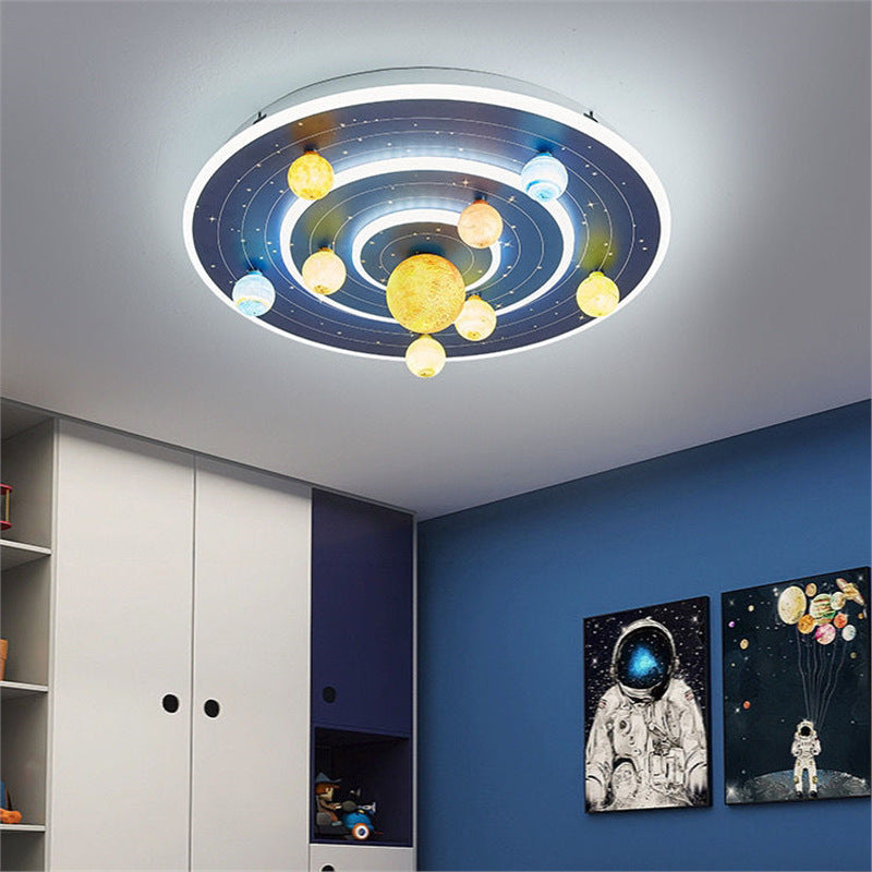 Contemporary Planet Iron LED Ceiling Light for Kids' Room

This stylish and modern flush mount ceiling light features a contemporary round design inspired by space planets. Perfect for children's bedrooms, nurseries, or playrooms, this whimsical fixture a