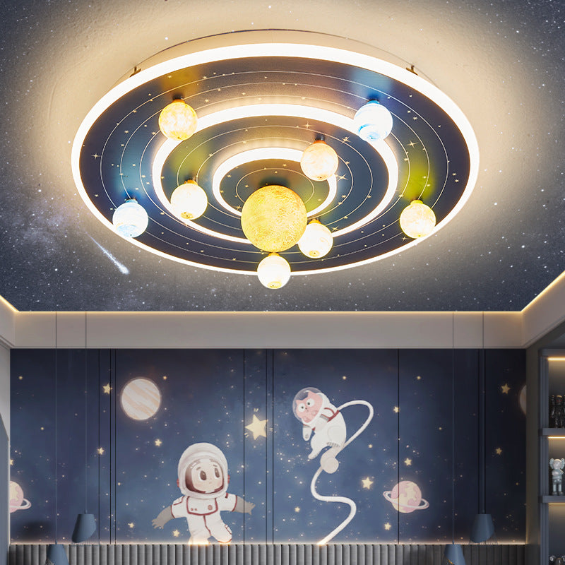 Contemporary Planet Iron LED Ceiling Light for Kids' Room

This stylish and modern flush mount ceiling light features a contemporary round design inspired by space planets. Perfect for children's bedrooms, nurseries, or playrooms, this whimsical fixture a