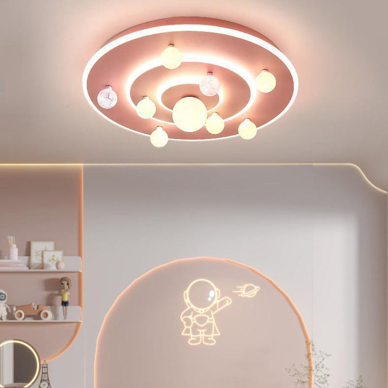 Contemporary Planet Iron LED Ceiling Light for Kids' Room

This stylish and modern flush mount ceiling light features a contemporary round design inspired by space planets. Perfect for children's bedrooms, nurseries, or playrooms, this whimsical fixture a