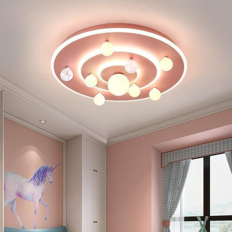 Contemporary Planet Iron LED Ceiling Light for Kids' Room

This stylish and modern flush mount ceiling light features a contemporary round design inspired by space planets. Perfect for children's bedrooms, nurseries, or playrooms, this whimsical fixture a