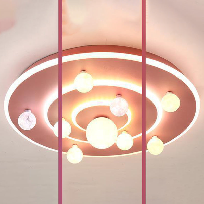 Contemporary Planet Iron LED Ceiling Light for Kids' Room

This stylish and modern flush mount ceiling light features a contemporary round design inspired by space planets. Perfect for children's bedrooms, nurseries, or playrooms, this whimsical fixture a