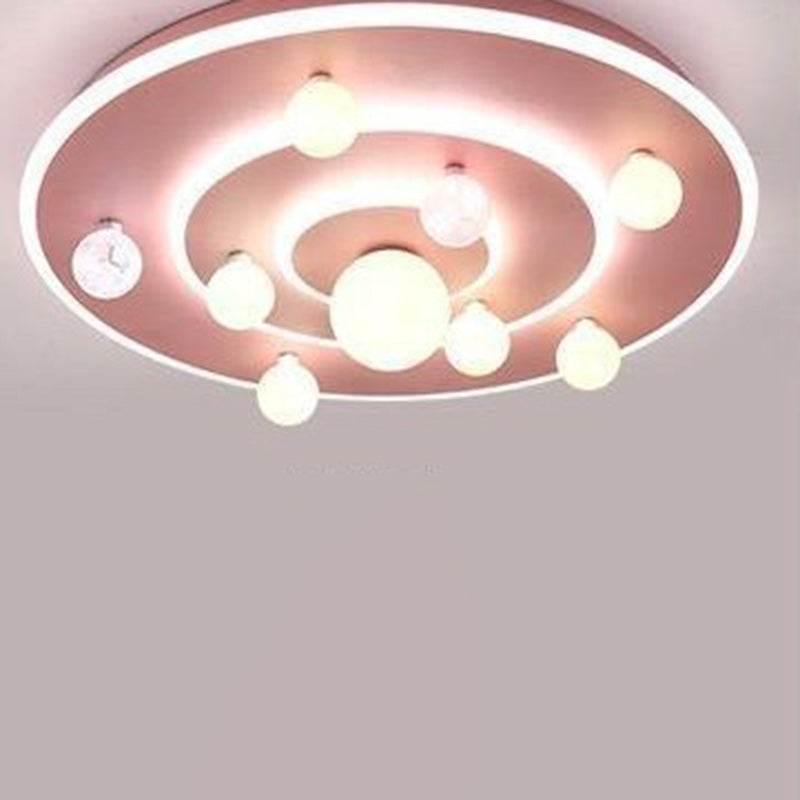Contemporary Planet Iron LED Ceiling Light for Kids' Room

This stylish and modern flush mount ceiling light features a contemporary round design inspired by space planets. Perfect for children's bedrooms, nurseries, or playrooms, this whimsical fixture a