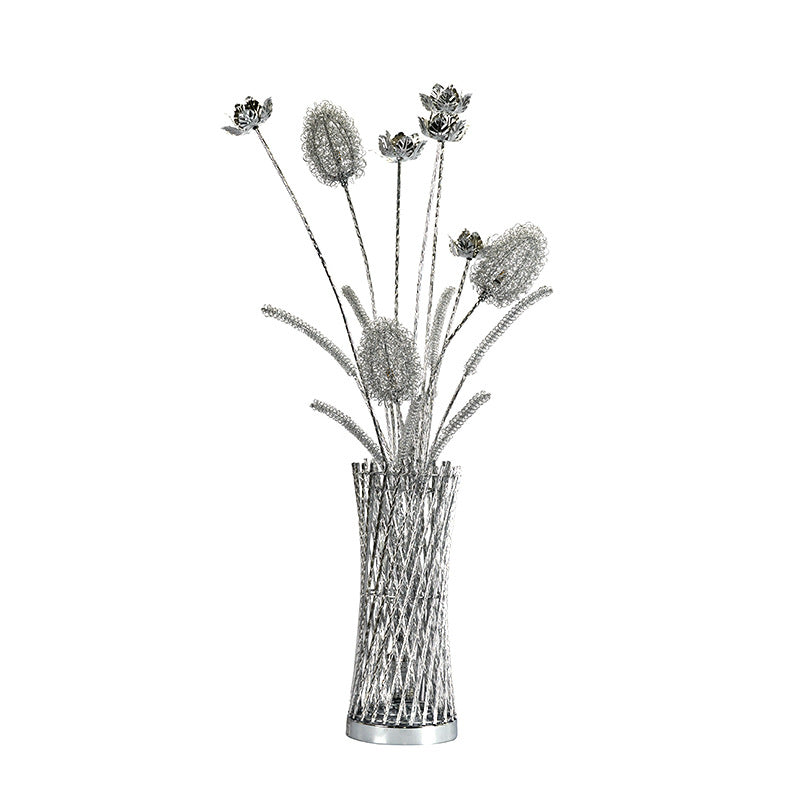 Modern Art Deco Aluminum Wire Weaving Vase LED Floor Lamp for Living Room