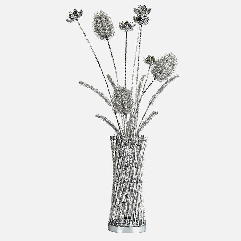 Modern Art Deco Aluminum Wire Weaving Vase LED Floor Lamp for Living Room