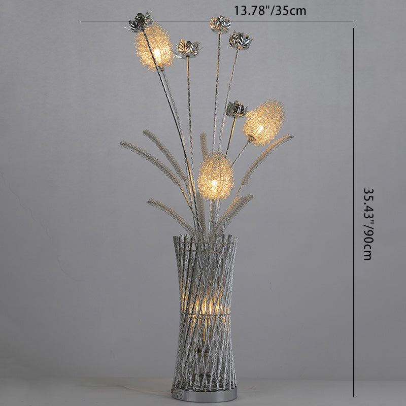 Modern Art Deco Aluminum Wire Weaving Vase LED Floor Lamp for Living Room