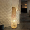 Contemporary Boho Bamboo Column Lantern Floor Lamp - 1-Light Standing Design for Living Room